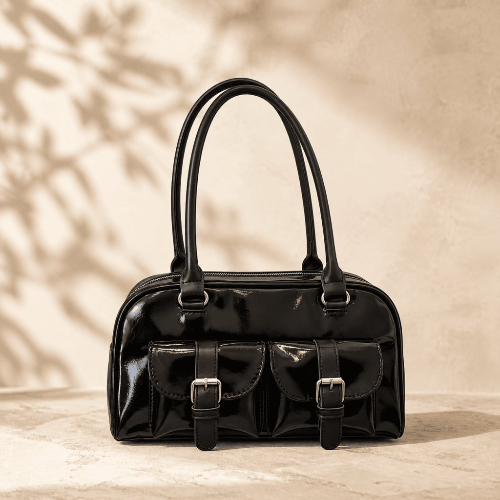 Retro Glossy Large Capacity Bowling Shoulder Bag for Women in BD